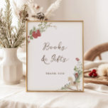 Merry Little Baby Shower Books Gifts Poster<br><div class="desc">Introducing our "Merry Little Baby Shower" books and gifts sign, the perfect way to celebrate the upcoming arrival of your little bundle of joy! This sign features charming gender neutral watercolor illustrations of delicate Christmas greenery, adorned with cute red baby shoes and a wooden rocking horse toy. The theme is...</div>