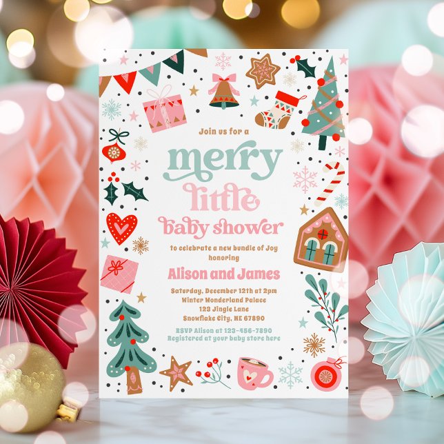 Merry Little Baby Shower Christmas Baby Shower Invitation (Creator Uploaded)
