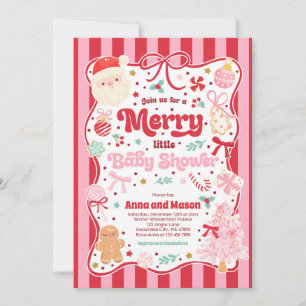 Merry Little Baby Shower Christmas Coquette Bow Invitation