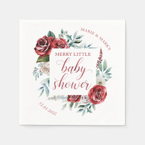 Merry Little Baby Shower Christmas Napkins