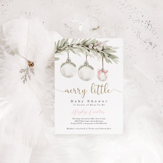 Merry Little Baby Shower Christmas Ornament Invitation