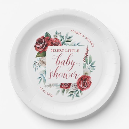 Merry Little Baby Shower Christmas Plates
