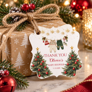 Merry Little Baby Shower Christmas Red Green Gift Favor Tags