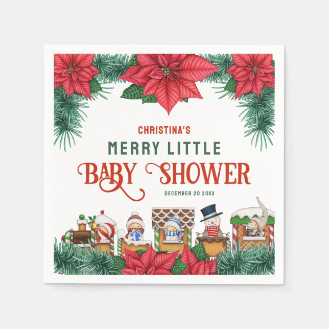 Merry Little Baby Shower Christmas Themed Winter  Napkins (Front)
