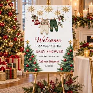 Merry Little Baby Shower Christmas welcome sign