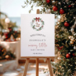 Merry Little Baby Shower Christmas Wreath Welcome  Foam Board<br><div class="desc">Merry Little Baby Shower Christmas Wreath  Welcome Foam Board</div>
