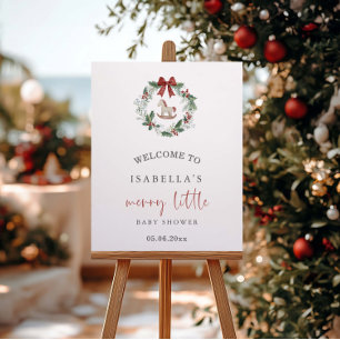 Merry Little Baby Shower Christmas Wreath Welcome  Foam Board