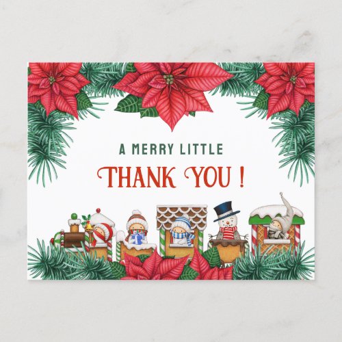 Merry Little Baby Shower Custom Winter Thank You Postcard