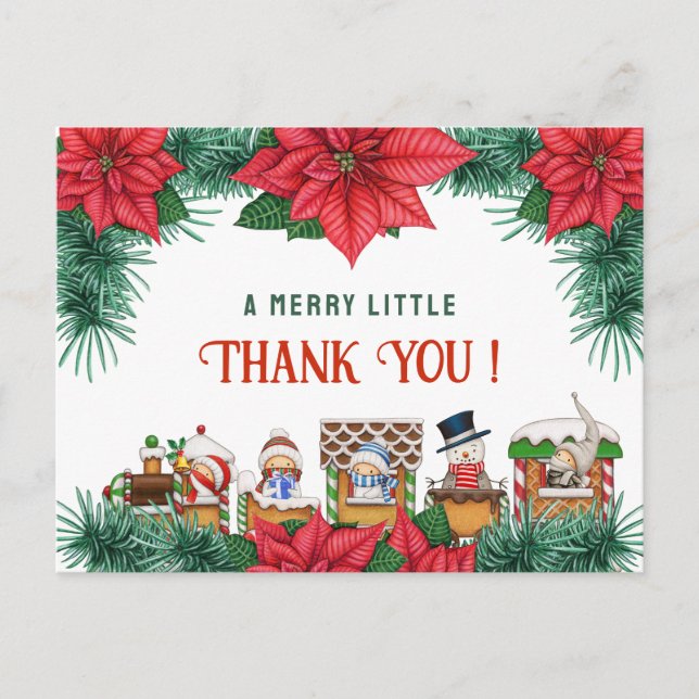 Merry Little Baby Shower Custom Winter Thank You Postcard (Front)