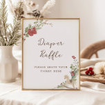 Merry Little Baby Shower Diaper Raffle Poster<br><div class="desc">Introducing our "Merry Little Baby Shower" diaper raffle sign, the perfect way to celebrate the upcoming arrival of your little bundle of joy! This sign features charming gender neutral watercolor illustrations of delicate Christmas greenery, adorned with cute red baby shoes and a wooden rocking horse toy. The theme is perfectly...</div>