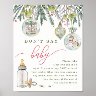 Merry Little Baby Shower Don’t Say Baby Game Sign