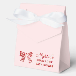 Merry Little Baby Shower Favor Boxes with Red Bow