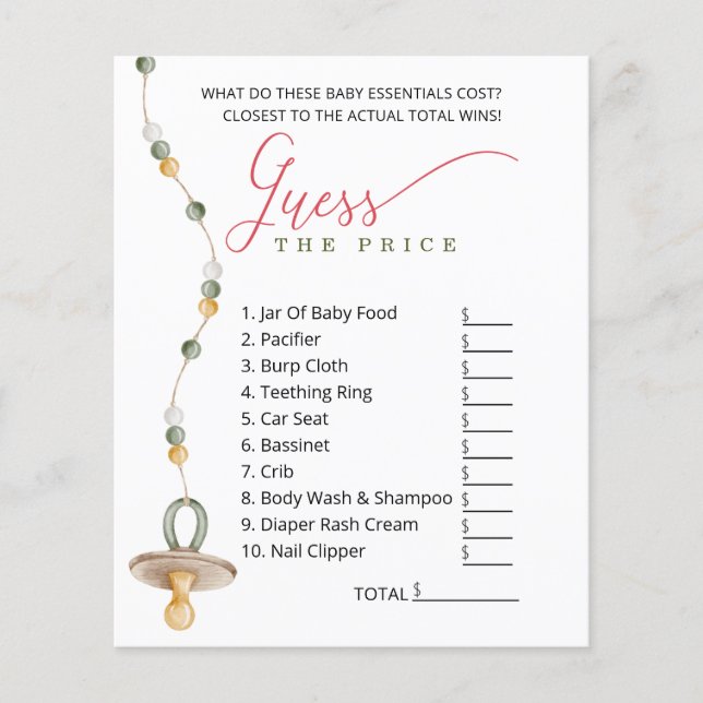 Merry Little Baby Shower Guess the Price Game  Flyer (Front)