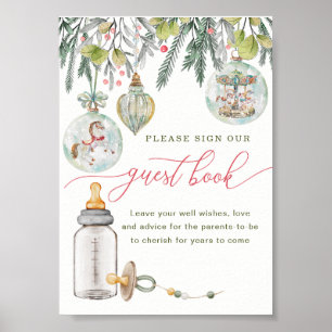 Merry Little Baby Shower Guest Book Sign