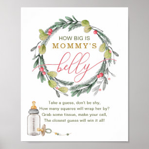 Merry Little Baby Shower How Big Is Mommy’s Belly Poster
