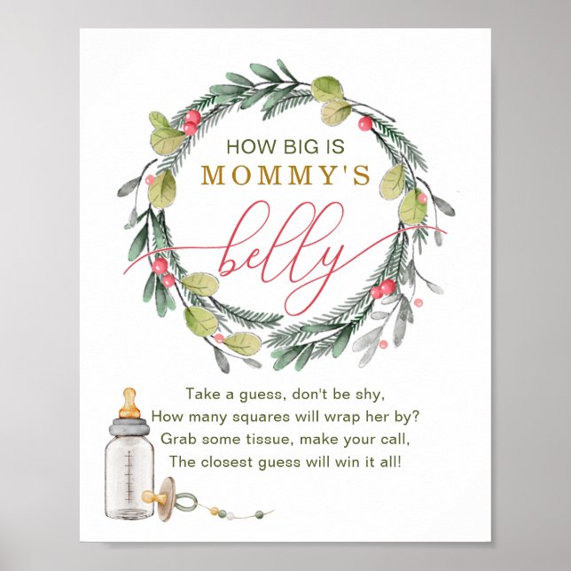 Merry Little Baby Shower How Big Is Mommy’s Belly  Poster (Front)