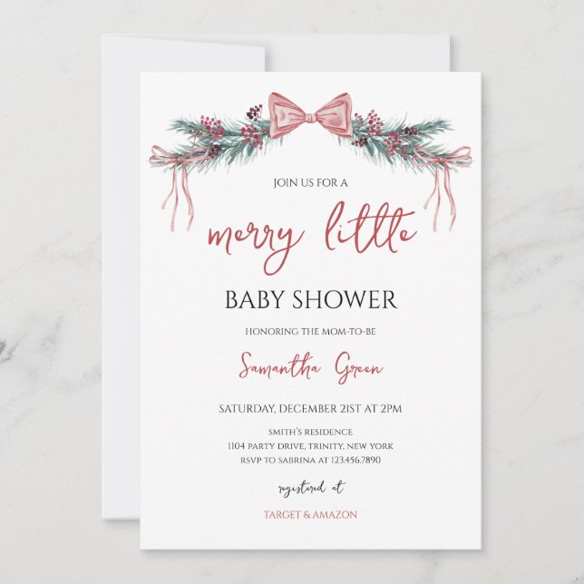 Merry Little Baby Shower Invitation (Front)