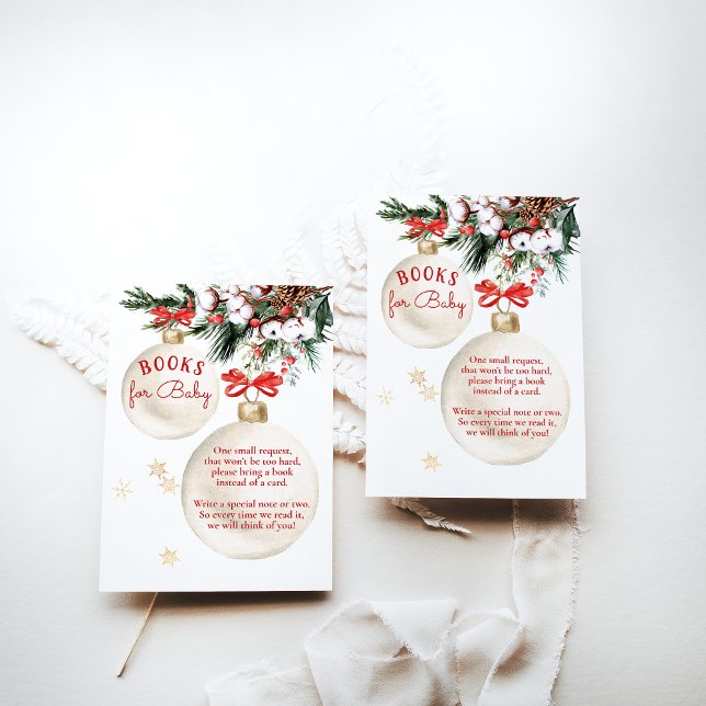 Merry Little Baby Shower Modern Christmas Books Enclosure Card (Creator Uploaded)