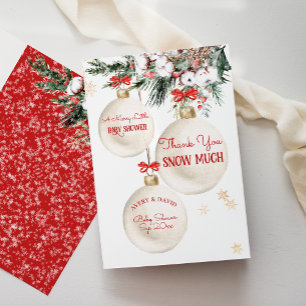 Merry Little Baby Shower Modern Christmas Letterpress Thank You Card