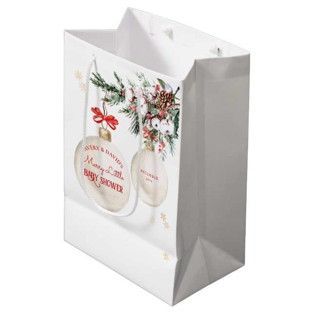Merry Little Baby Shower Modern Christmas  Medium Gift Bag (Front Angled)