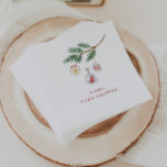 Merry Little Baby Shower Napkins<br><div class="desc">These baby shower napkins feature a charming watercolor illustration of a pine twig adorned with festive Christmas ornaments, a snuggly teddy bear cuddly toy, a golden star, and a sweet baby stocking. The theme is perfectly suited for a winter or holiday-inspired shower and is sure to put a smile on...</div>