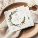 Merry Little Baby Shower Neutral Wreath Napkins<br><div class="desc">Introducing our "Merry Little Baby Shower" napkins, the perfect way to celebrate the upcoming arrival of your little bundle of joy! These napkins feature a charming gender neutral watercolor illustration of a pine twig wreath adorned with a festive bow, snowflakes and white flowers. The theme is perfectly suited for a...</div>