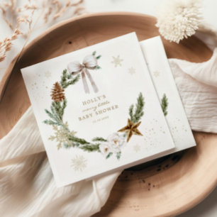 Merry Little Baby Shower Neutral Wreath Napkins