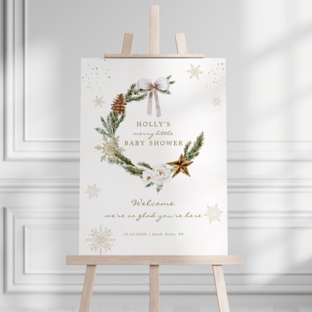 Merry Little Baby Shower Neutral Wreath Welcome Foam Board (Creator Uploaded)