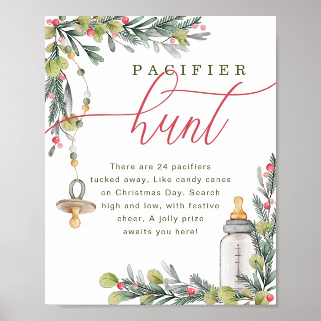 Merry Little Baby Shower Pacifier Hunt Sign (Front)