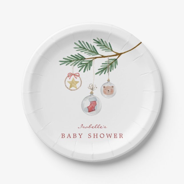 Merry Little Baby Shower Paper Plates (Front)