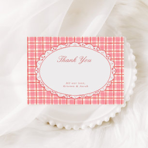 Merry Little Baby Shower Pink & Red Candy Cane Thank You Card