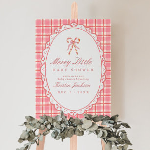 Merry Little Baby Shower Pink & Red Welcome Sign