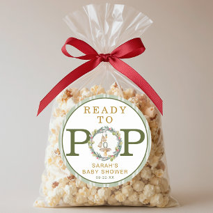 Merry Little Baby Shower “Ready to Pop” Favor Classic Round Sticker