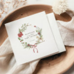 Merry Little Baby Shower Red Bow Wreath Napkins<br><div class="desc">Introducing our "Merry Little Baby Shower" napkins, the perfect way to celebrate the upcoming arrival of your little bundle of joy! These napkins feature a charming gender neutral watercolor illustration of a delicate Christmas wreath adorned with a cute red bow, red baby shoes and a wooden rocking horse toy. The...</div>
