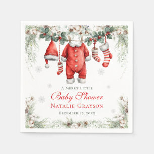 Merry Little Baby Shower Santa Clothesline Napkins