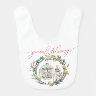 Merry Little Baby Shower “Special Delivery” Bib