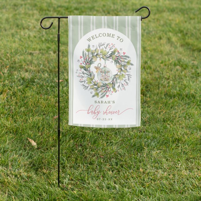 Merry Little Baby Shower Welcome Garden Flag (In SItu)