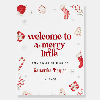 Merry Little Baby Shower Welcome Sign | Christmas