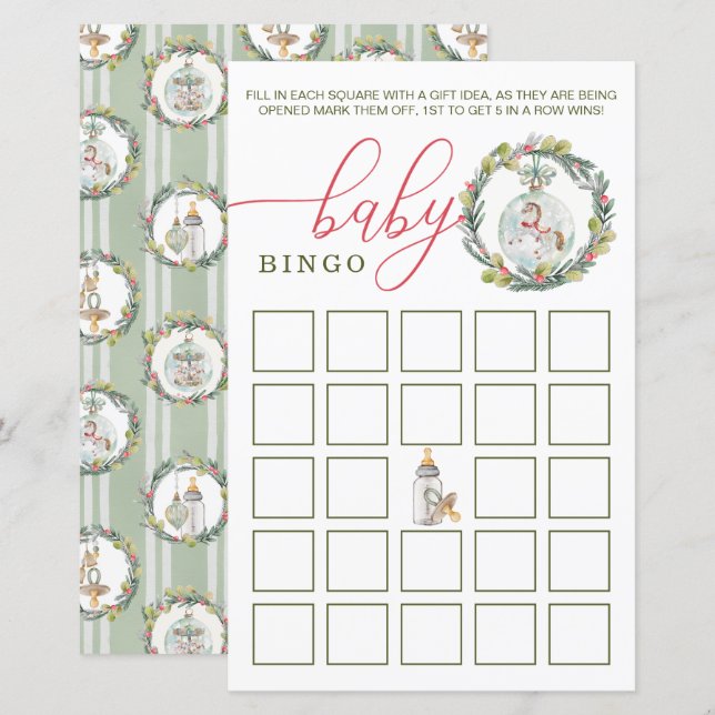 Merry Little Baby Shower Winter Baby Bingo Game (Front/Back)