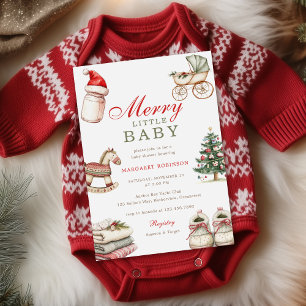Merry Little Baby Winter Christmas Baby Shower Invitation