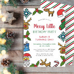Merry Little Birthday Christmas Winter  Invitation<br><div class="desc">The design features a "Merry Little Birthday" themed birthday party with cute illustrations of Santa hat,  candy cane,  gift box,  and Christmas stockings. perfect for a holiday Christmas birthday. If you need help with the customization of the product or need matching products kindly please contact me via Zazzle.</div>