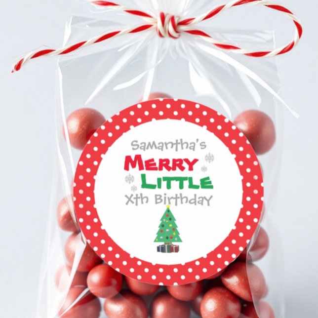 Merry Little Birthday Classic Round Sticker (Creator Uploaded)