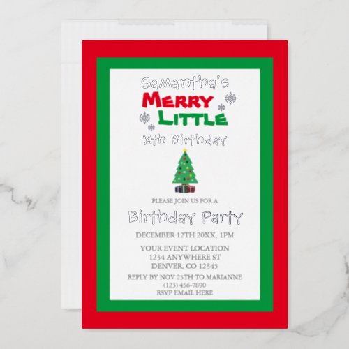 Merry Little Birthday Foil Invitation