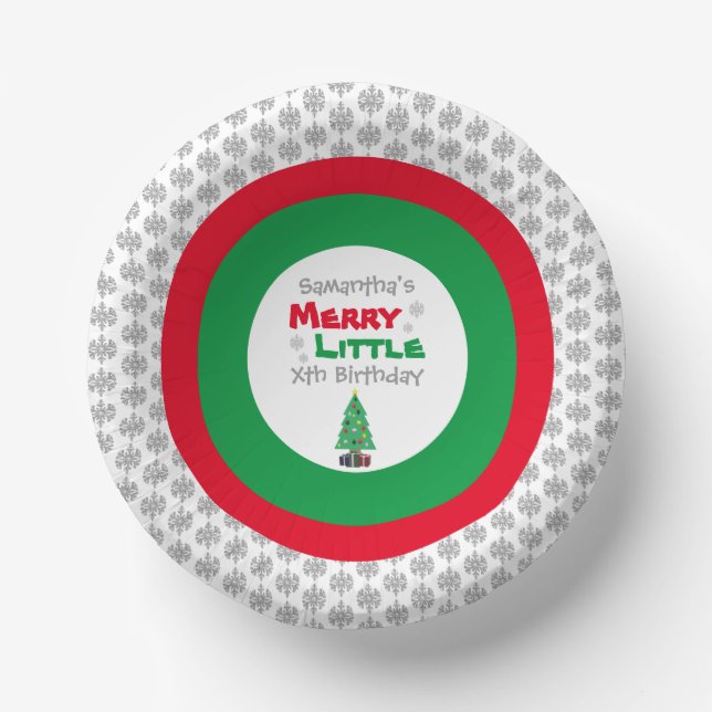 Merry Little Birthday Paper Bowls (Front)