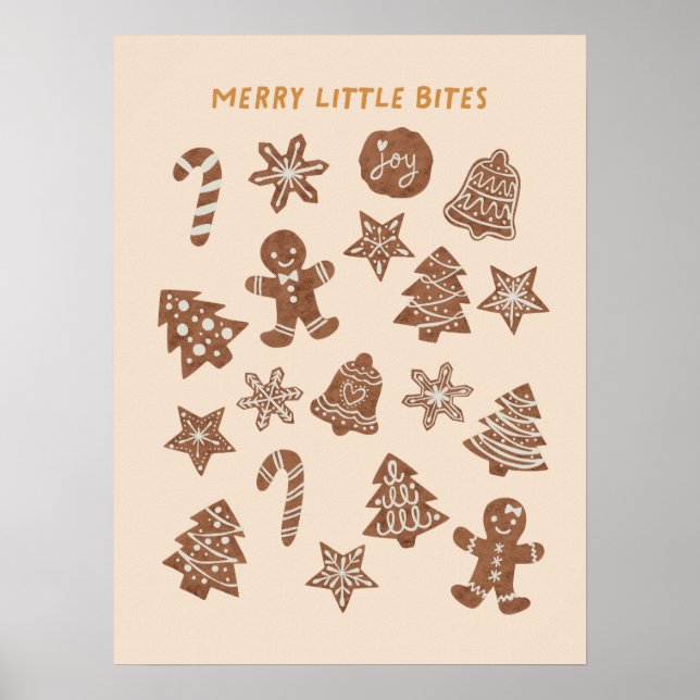 Merry Little Bites Christmas Cookies Yellow Poster (Front)