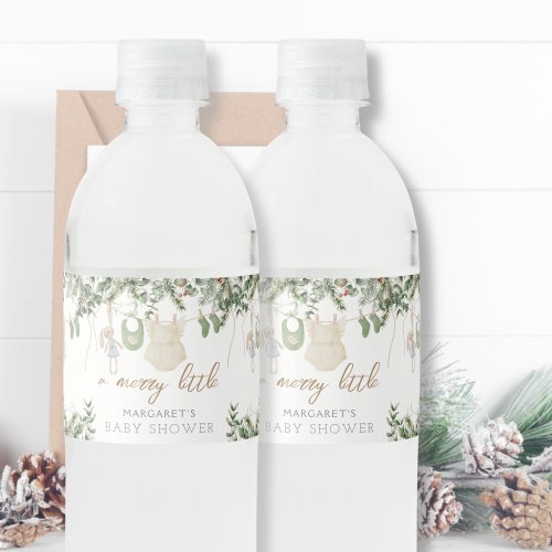  Merry Little Boho Winter Baby Shower Water Bottle Label