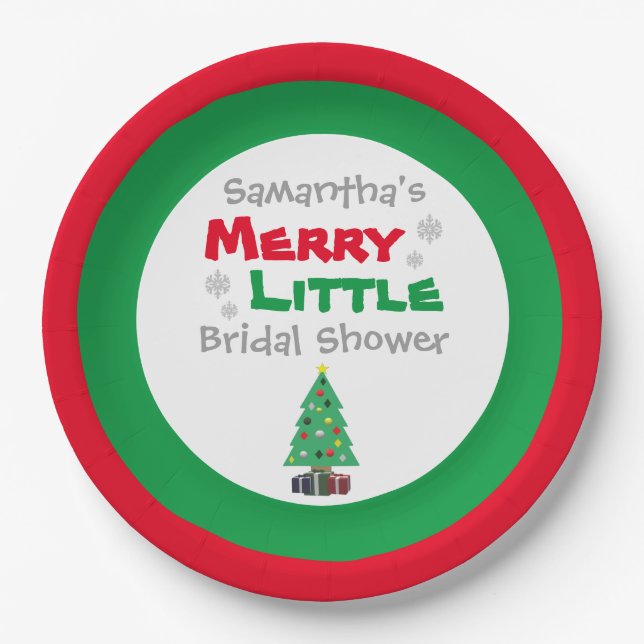 Merry Little Bridal Shower Paper Plates (Front)