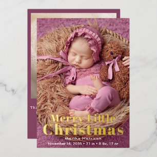Merry Little Christmas 2 Photo Birth Announcement