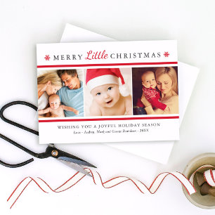 Merry Little Christmas 3 Photo Collage Holiday Card