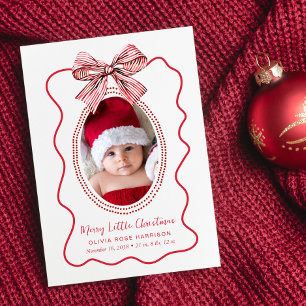 Merry Little Christmas 4 Photo Birth Announcement